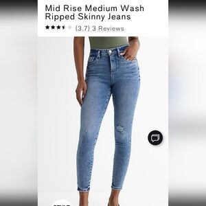 Express Skinny Distressed Mid Rise 14R